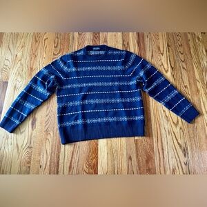 Brooks Brothers 100% Wool Sweater Navy Fair Isle - Large